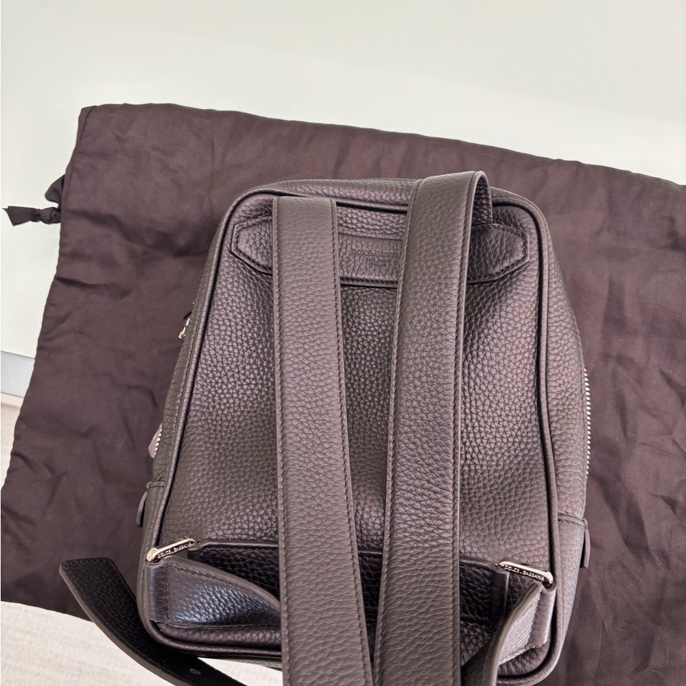 NWT AUTHENTIC DOLCE & GABBANA BLACK CALFSKIN LEATHER LOGO PALERMO BACKPACK BAG - Picture 5 of 8